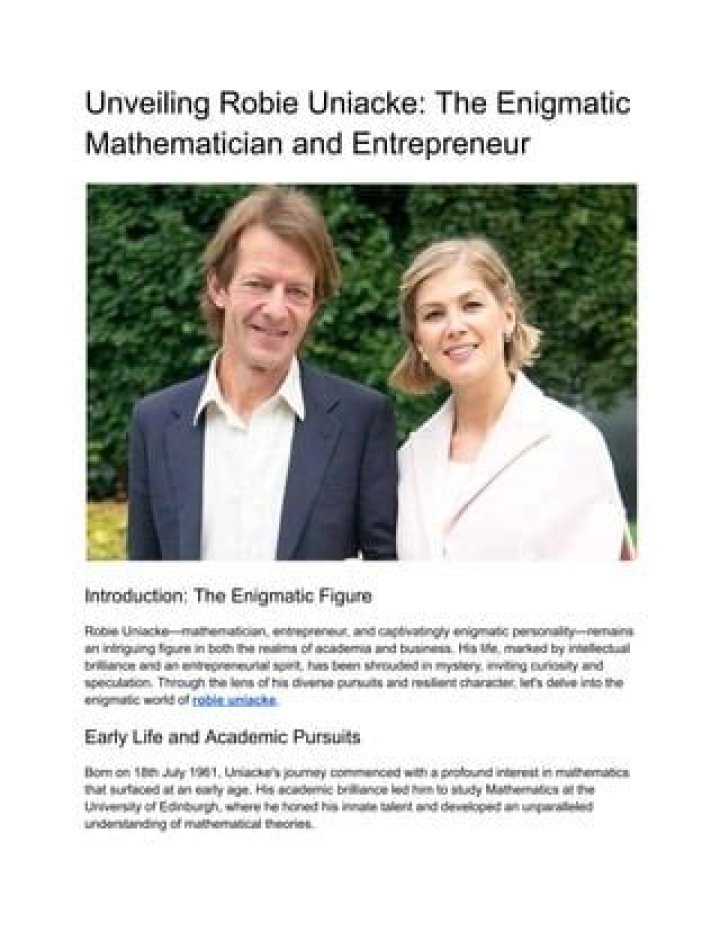 Robie Uniacke: The Life and Achievements of a Remarkable Mathematician and Businessman